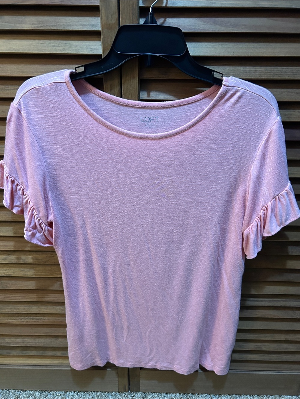 LOFT outlet Light Pink Short Sleeve Ruffle Tee